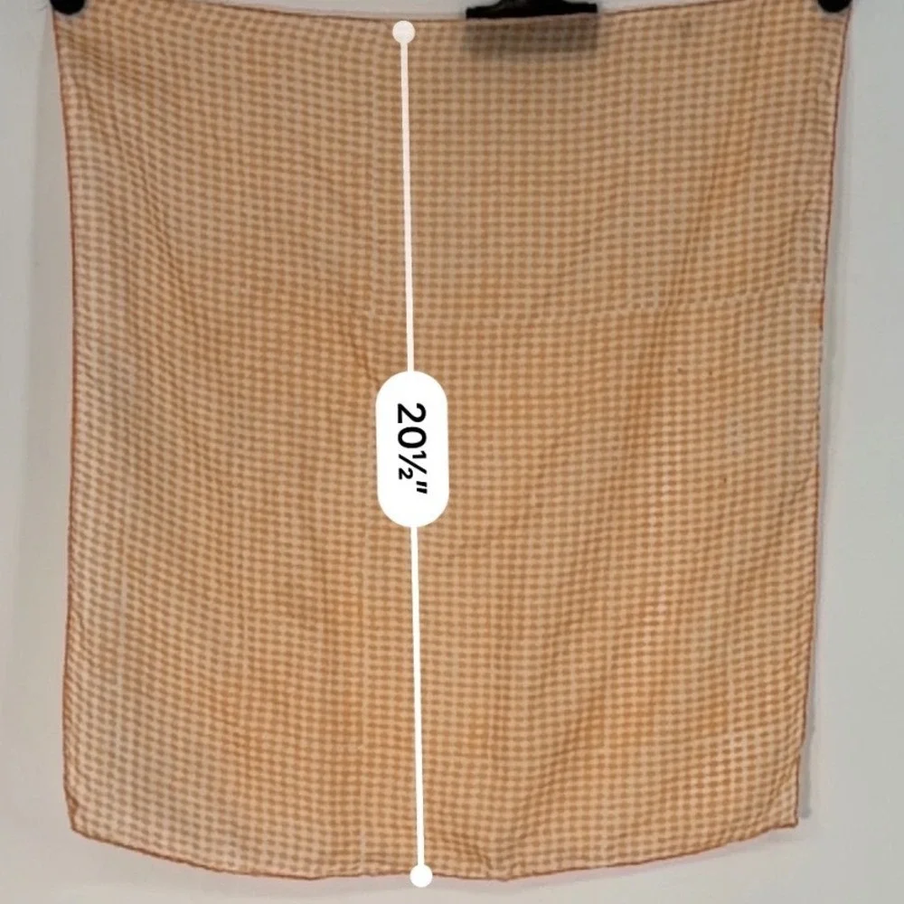 Vintage 100% Pure Silk Orange Houndstooth Square Scarf Neckerchief Preppy 105-31